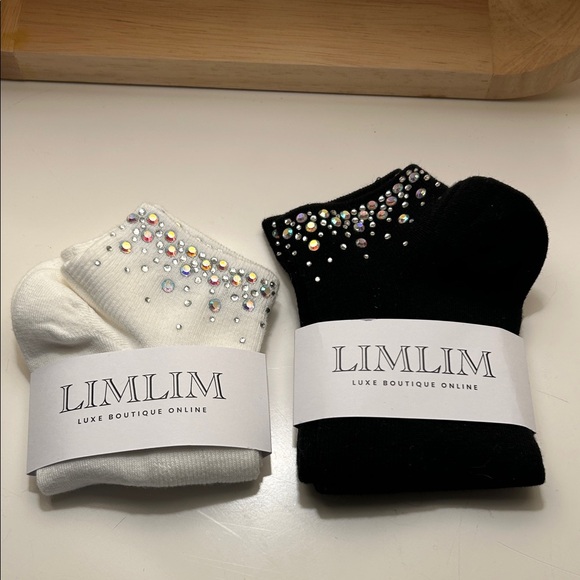 Limlim Other - Embellished Black and White Casual Socks